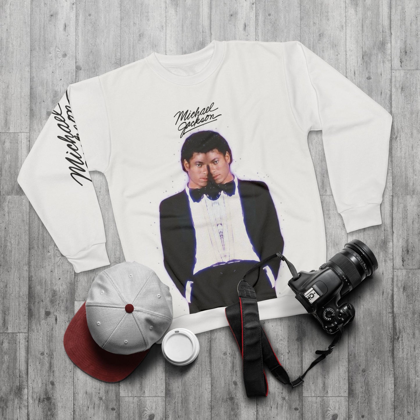 MJ FOREVER (double Michael) Unisex Sweatshirt, Music Lover Gift, Retro Apparel, Concert Merch, AOP Design, Streetwear