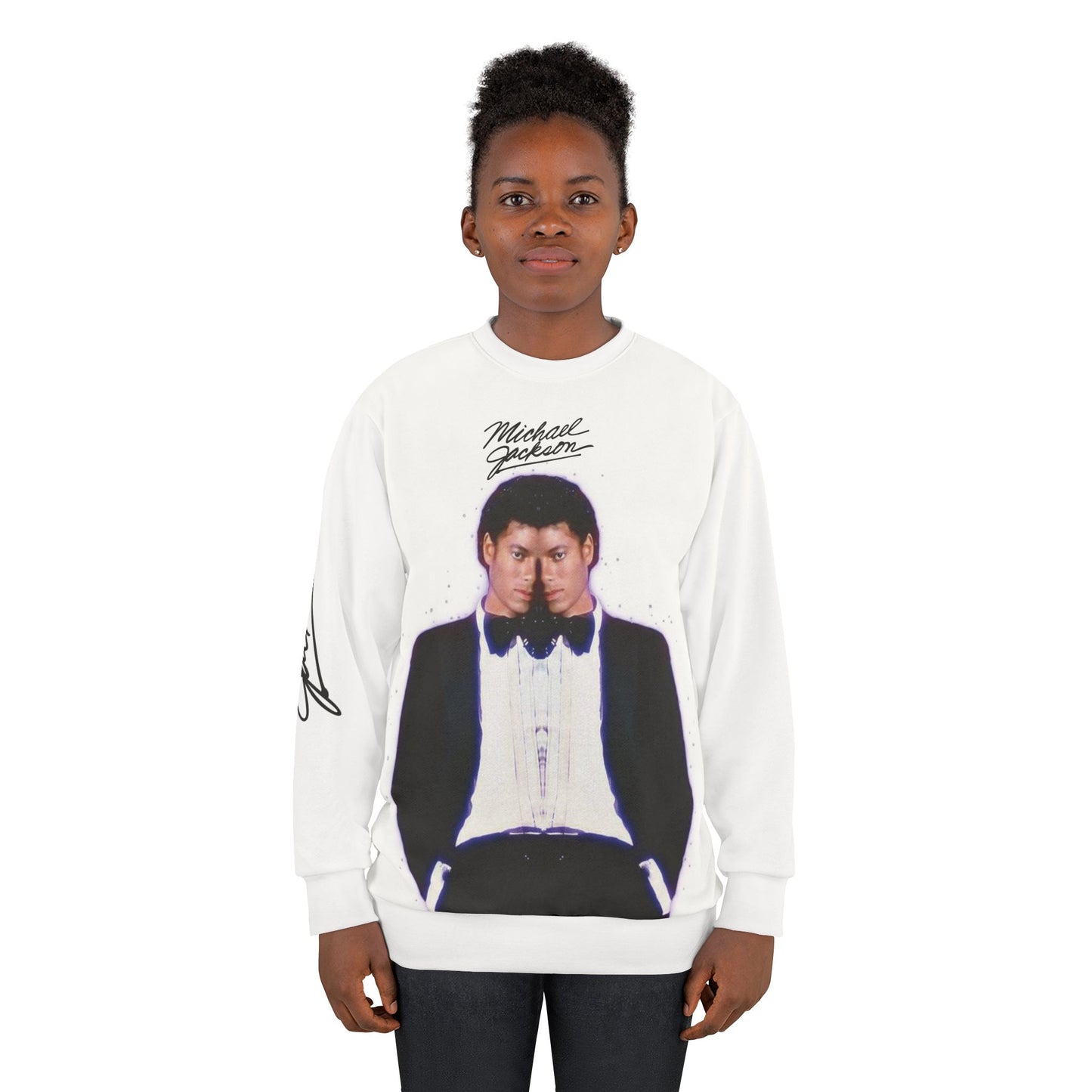 MJ FOREVER (double Michael) Unisex Sweatshirt, Music Lover Gift, Retro Apparel, Concert Merch, AOP Design, Streetwear