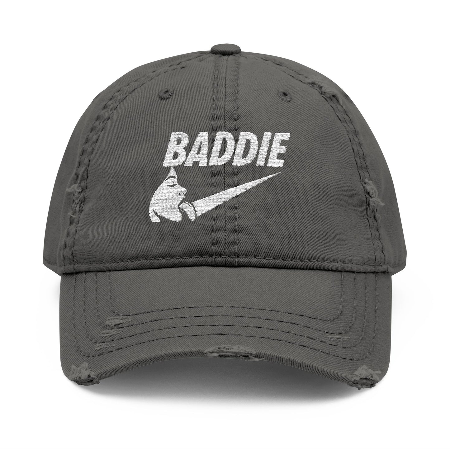 BADDIE Distressed  Hat (Embroidery)