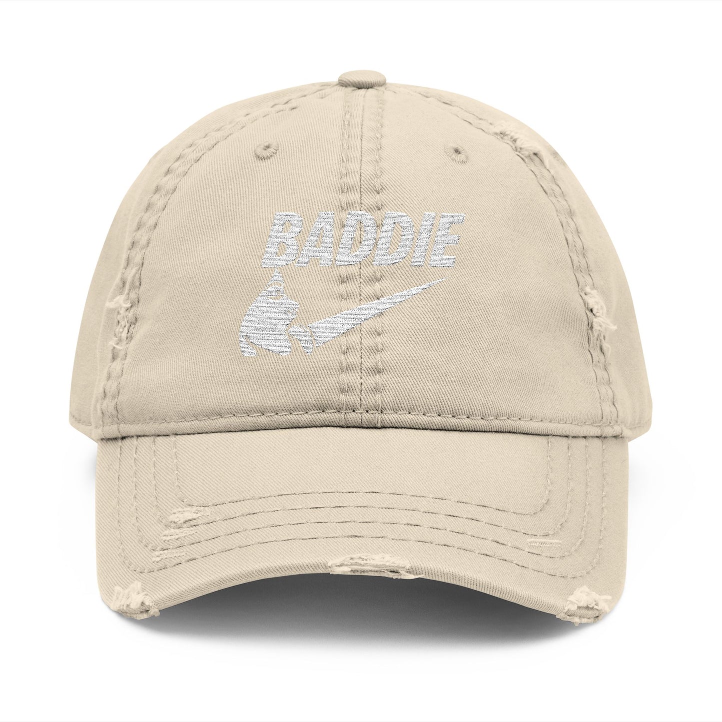 BADDIE Distressed  Hat (Embroidery)
