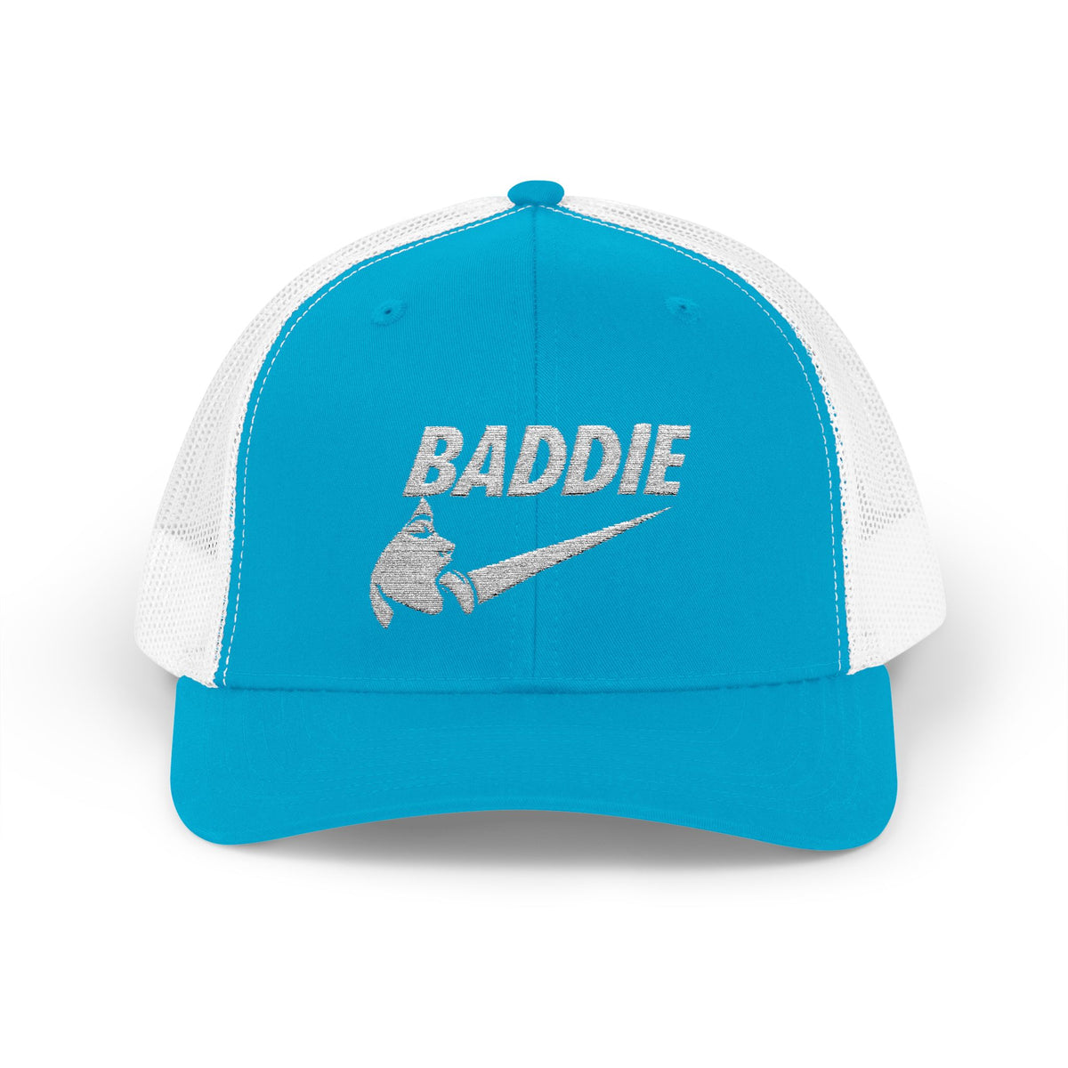 Baddie Trucker Cap — Retro Distressed Logo Snapback Hat