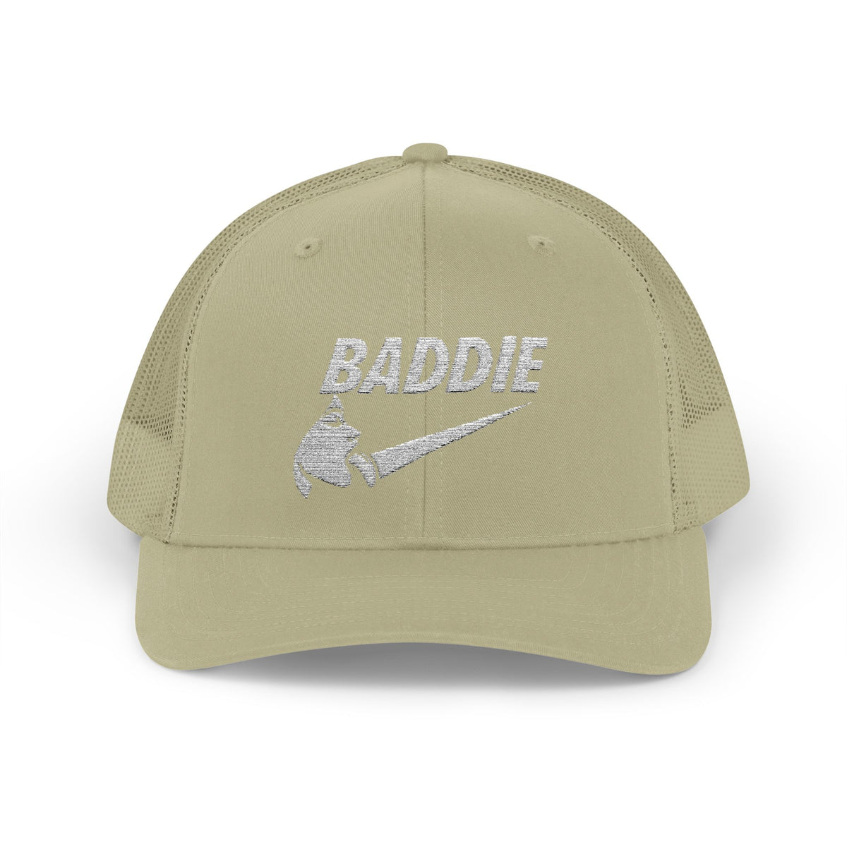 Baddie Trucker Cap — Retro Distressed Logo Snapback Hat