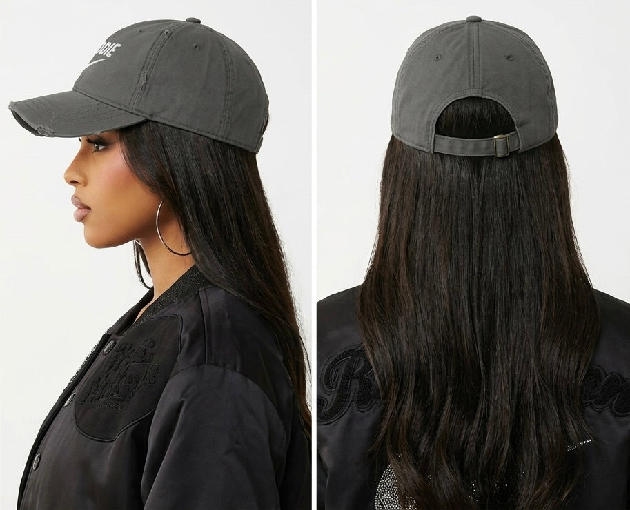 BADDIE Distressed  Hat (Embroidery)