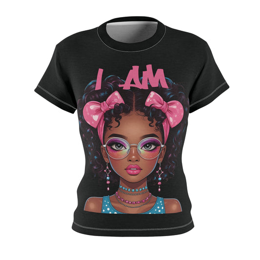 I AM HER  Graphic Tee, Women's Cut & Sew T-Shirt, Self-Confidence Shirt, Gift for Her, Fashionable Casual Wear