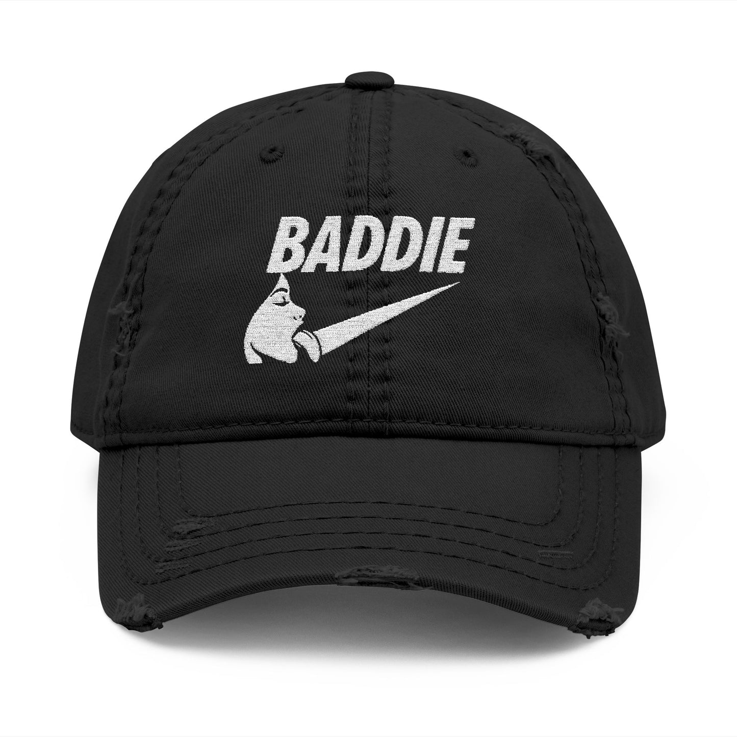 BADDIE Distressed  Hat (Embroidery)