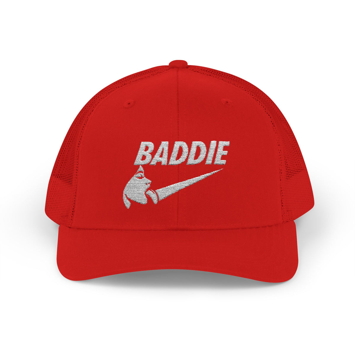 Baddie Trucker Cap — Retro Distressed Logo Snapback Hat