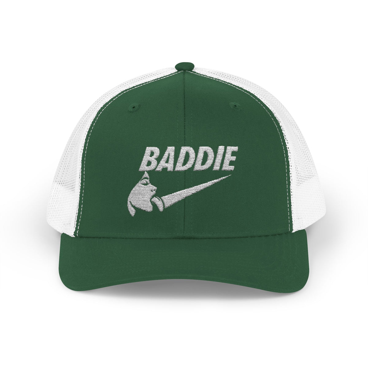 Baddie Trucker Cap — Retro Distressed Logo Snapback Hat