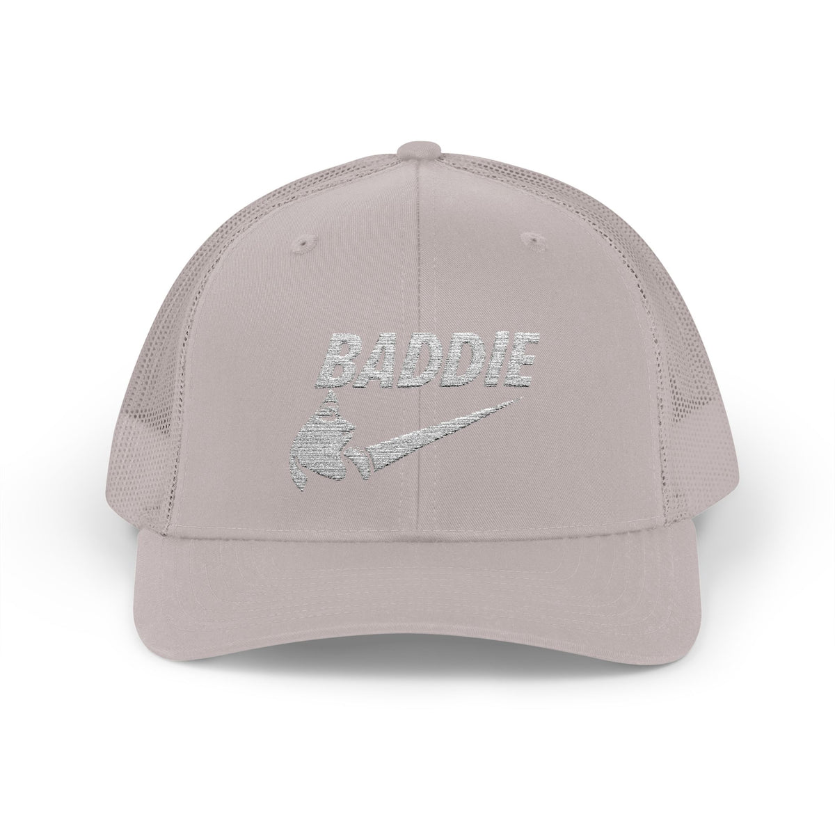 Baddie Trucker Cap — Retro Distressed Logo Snapback Hat