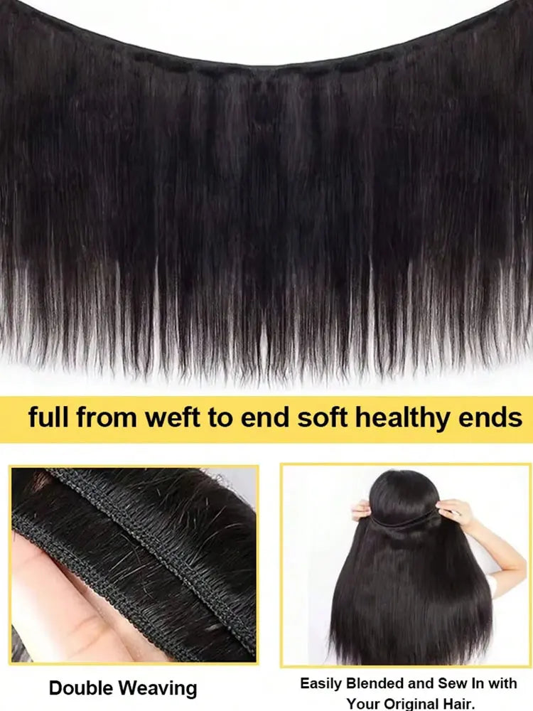 OKVOKV Straight Bundles Human Hair 12A Human Hair 3 Bundles Straight Hair Brazilian Hair Human Hair Bundles Virgin Human Hair Bundles Remy Human Hair Bundles 20 22 24 Inch Human Hair Extensions