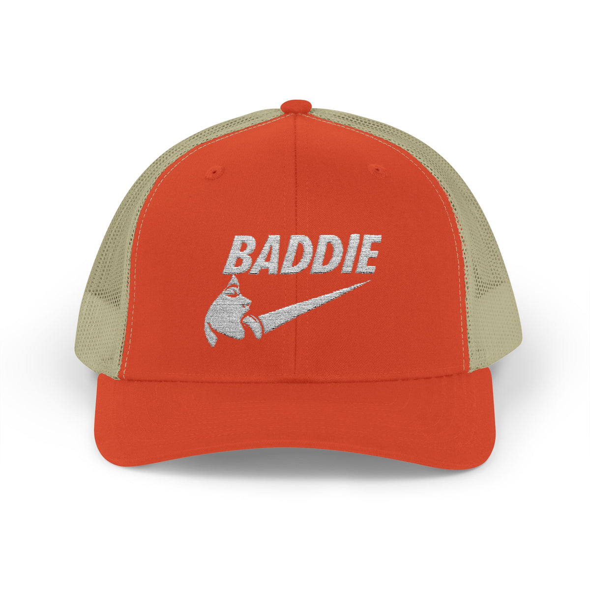 Baddie Trucker Cap — Retro Distressed Logo Snapback Hat