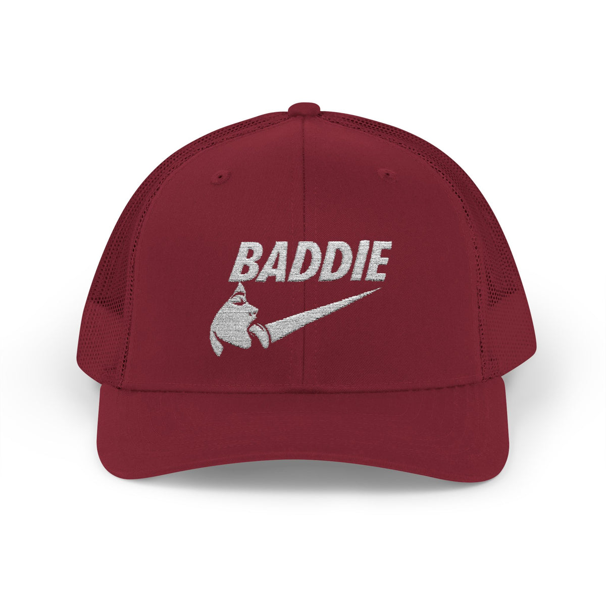 Baddie Trucker Cap — Retro Distressed Logo Snapback Hat